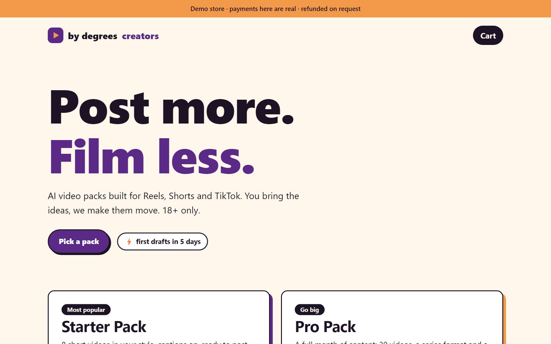 By Degrees Creators, an energetic creator-pack site